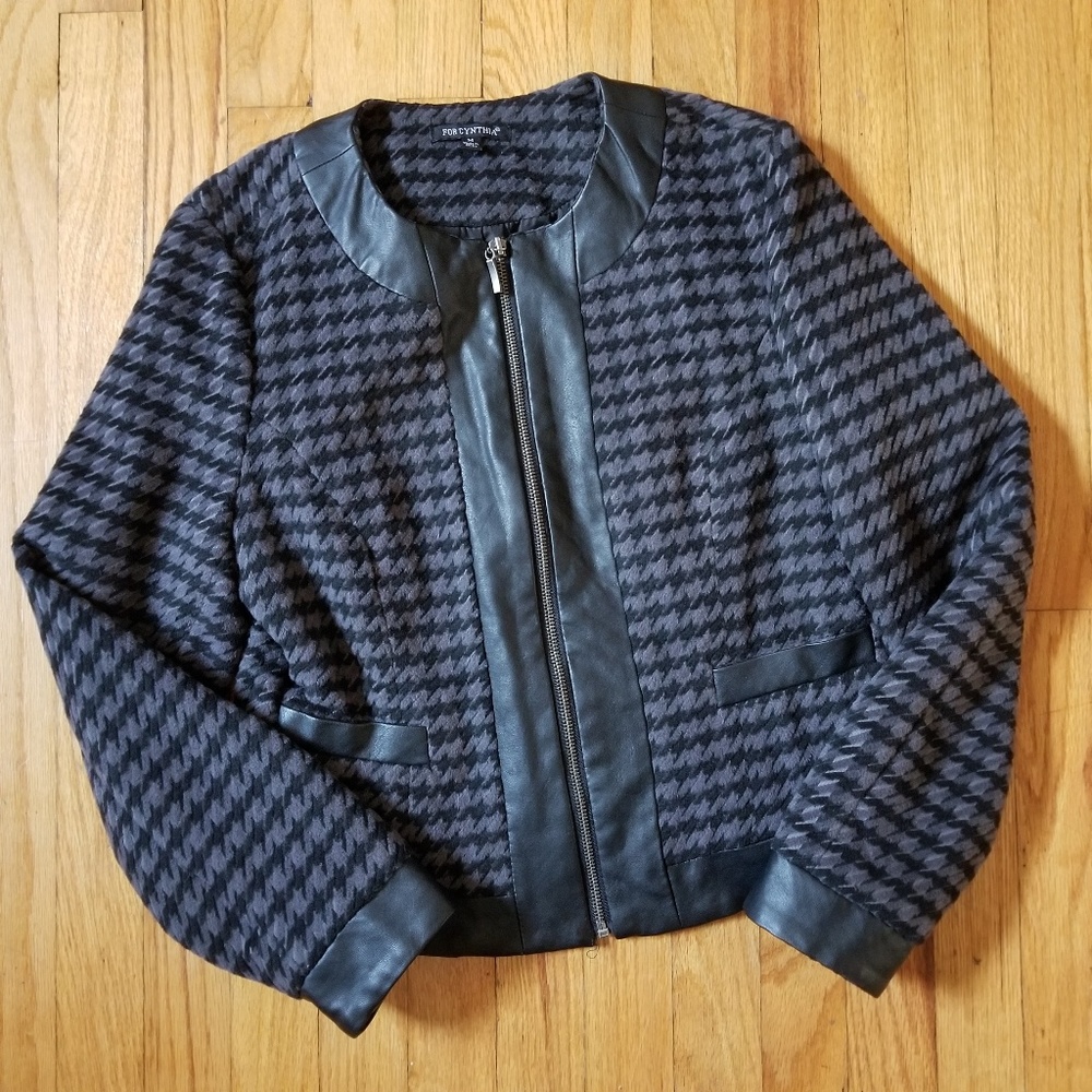 For Cynthia Houndstooth Jacket Blazer Medium